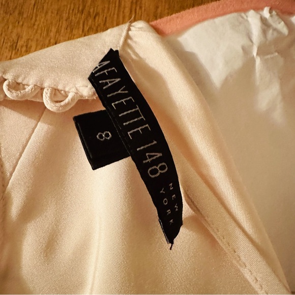 Lafayette 148 Silk Blouse - high button neck & tie at waist or hip. Cream - Picture 3 of 5